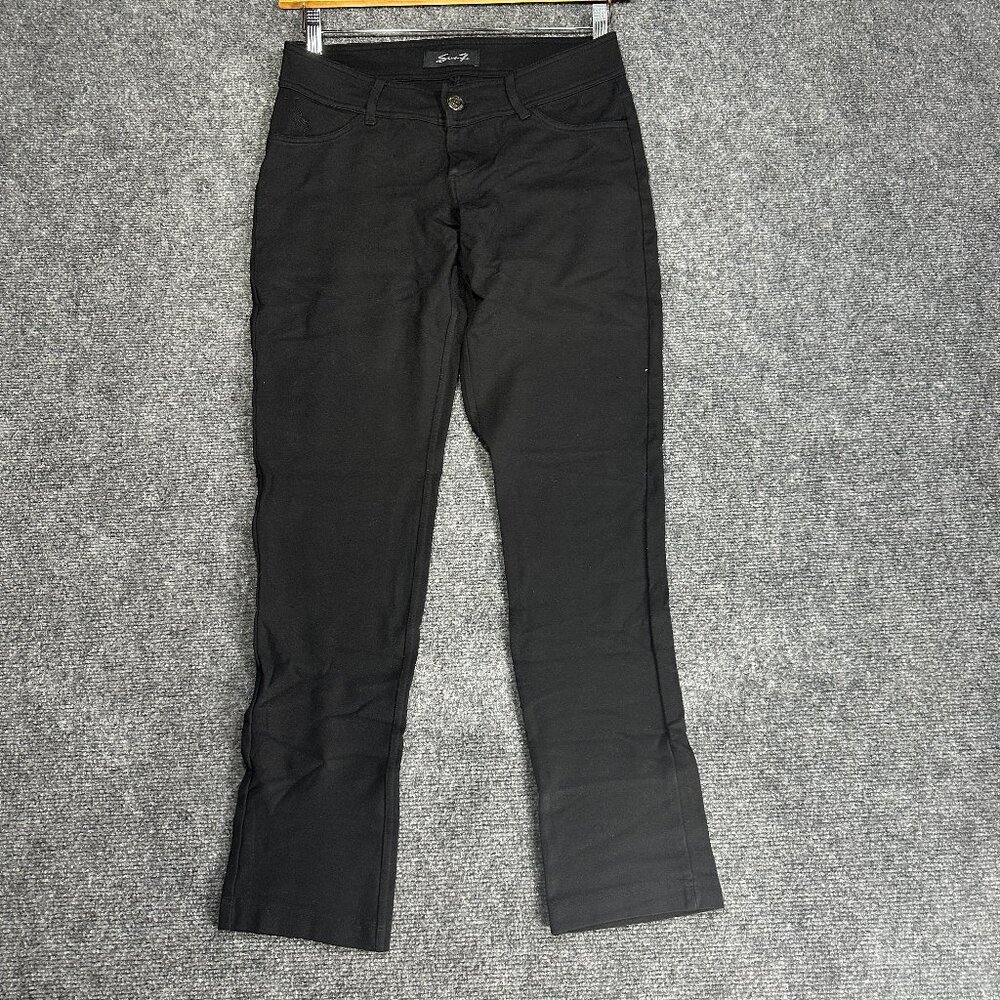 Seven7 Pants Womens 28 Skinny Black Stretch Back Pockets Logo Zip Fly